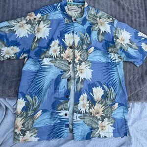 Tommy Bahama Blue and Cream Floral Shirt